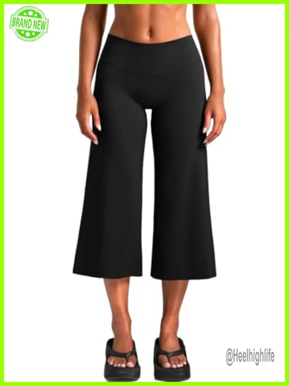 Wide Leg Capri Yoga Pants Women High Waist Gym Athletic Bottoms Nylon Spandex